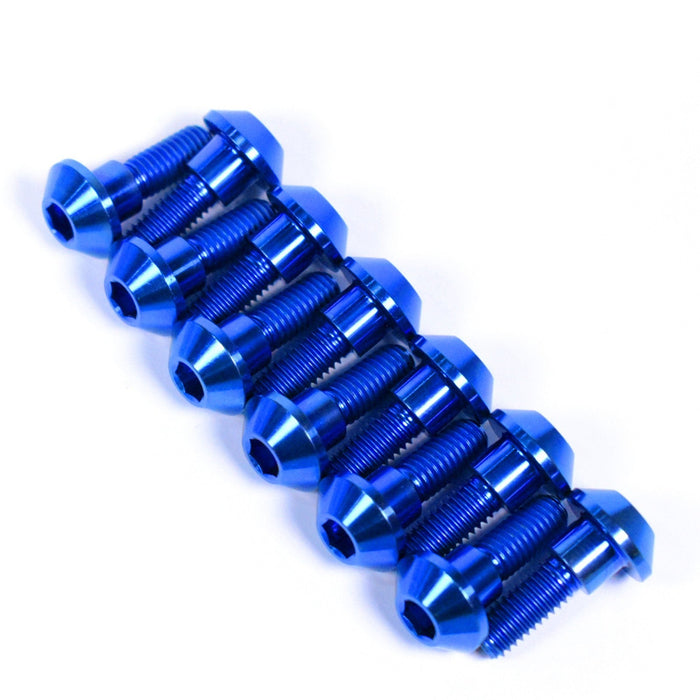 Yamaha R1 Titanium Front Brake Disc Rotor Bolts, 1998-2003, Blue