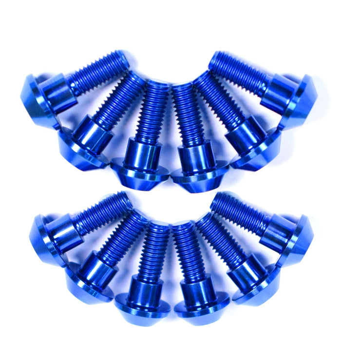 Yamaha R1 Titanium Front Brake Disc Rotor Bolts, 1998-2003, Blue