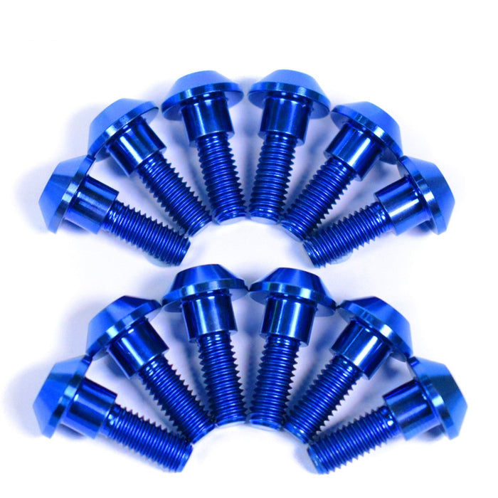 Yamaha R6 YZF-R6 Titanium Front Brake Disc Rotor Bolts, 1999-2002, Blue
