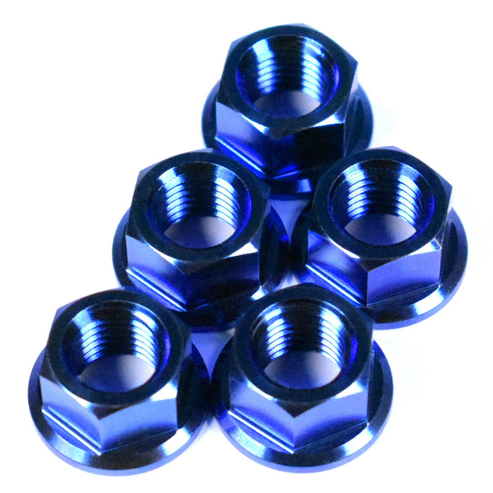M10x1.25 (19mm OD) Titanium Sprocket Nuts For Most Japanese & Italian Motorcycles, Blue