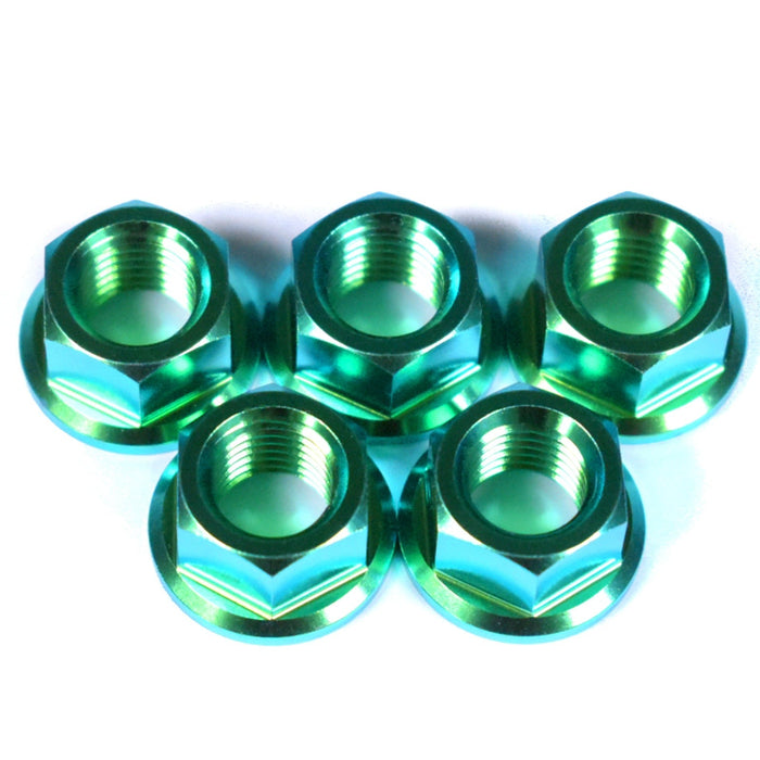 M10x1.25 (19mm OD) Titanium Sprocket Nuts For Most Japanese & Italian Motorcycles, Green